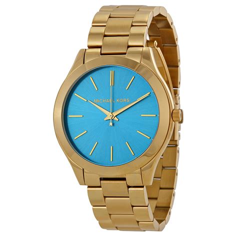 michael kors runway gold dial blue strap women& 39|Michael Kors watches.